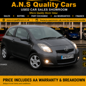 2010 Toyota Yaris 999cc Petrol Manual 3 Doors, Grey, ONE owner, 56k Mileage, Service History, AA Warranty