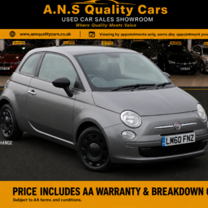 2010 Fiat 500 875cc Petrol Manual 3 Doors, Grey, ONE owner, 28k Low Mileage, AA Warranty