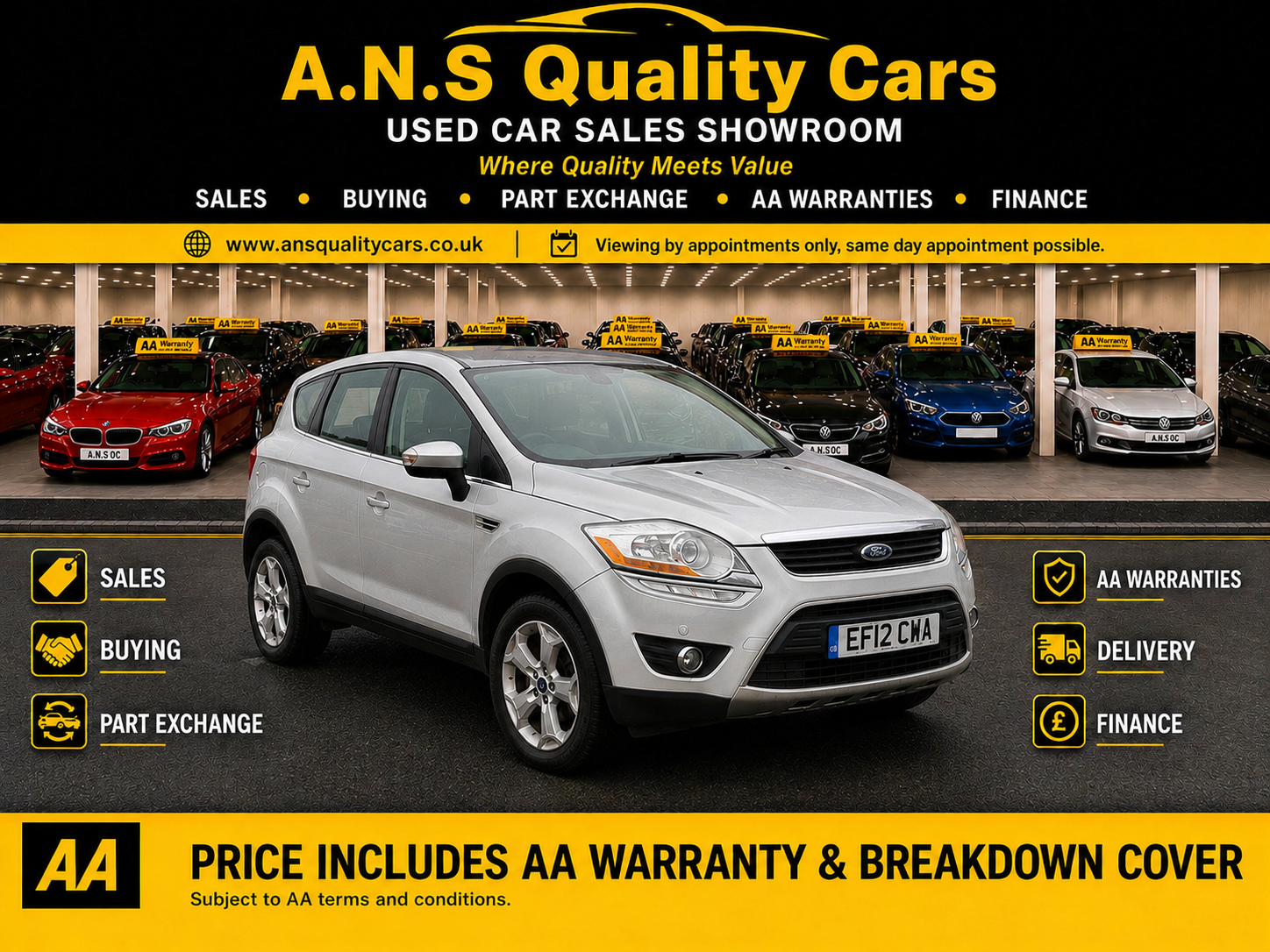 2012 Ford Kuga 2521cc Petrol Automatic 4WD 5 Doors Silver 66k Mileage, AA Warranty & Breakdown Included - Image 2