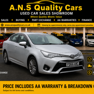2016 Toyota Avensis 1.6 D-4D Business Edition, 4dr, 180k Mileage, Silver, AA Warranty