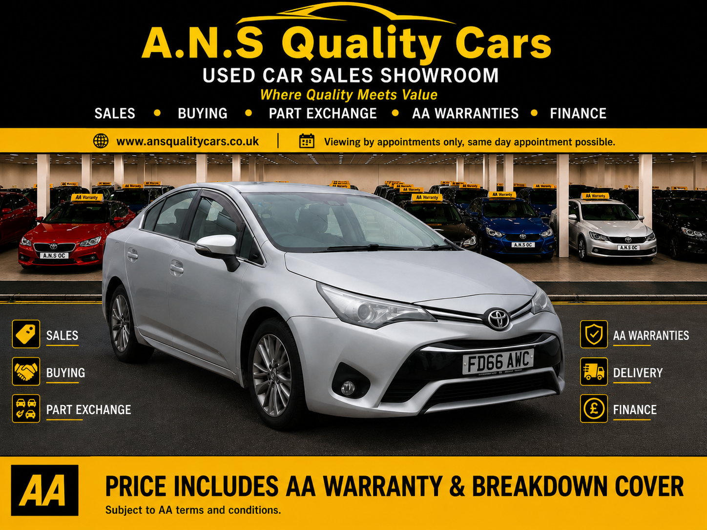 2016 Toyota Avensis 1.6 D-4D Business Edition, 4dr, 180k Mileage, Silver, AA Warranty - Image 2