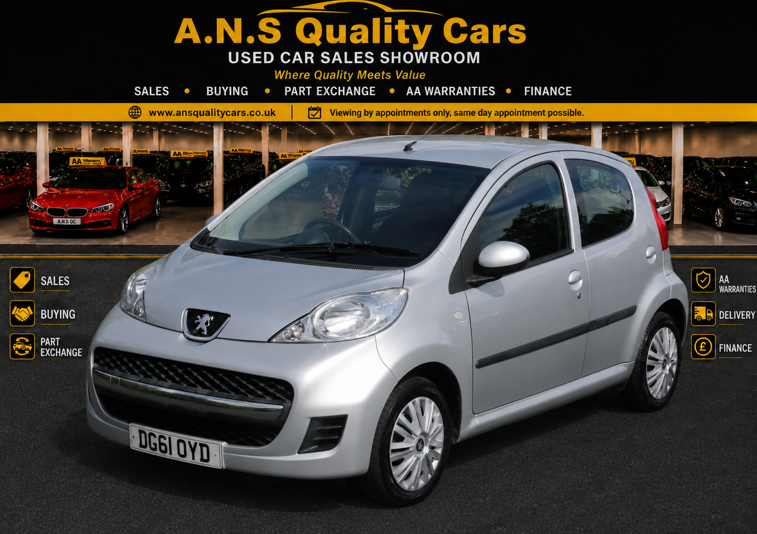 2012 Peugeot 107 Petrol Automatic 998cc, 5 Doors, 28k Mileage, £20 Rd tax, AA Warranty, Silver - Image 2
