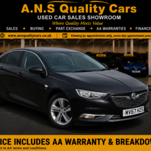 2017 67 Vauxhall Insignia 1.6 Diesel ecoTEC Blue Injection SRi Nav Grand Sport, Manual, Black, 90k Mileage