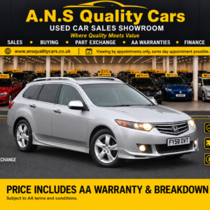 2008 Honda Accord 1997cc Petrol Automatic Estate, 106k Miles, Silver, AA Warranty