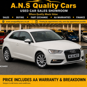 2012 Audi A3 1.4cc, 95K Mileage, Petrol, Manual, White, AA Warranty Included