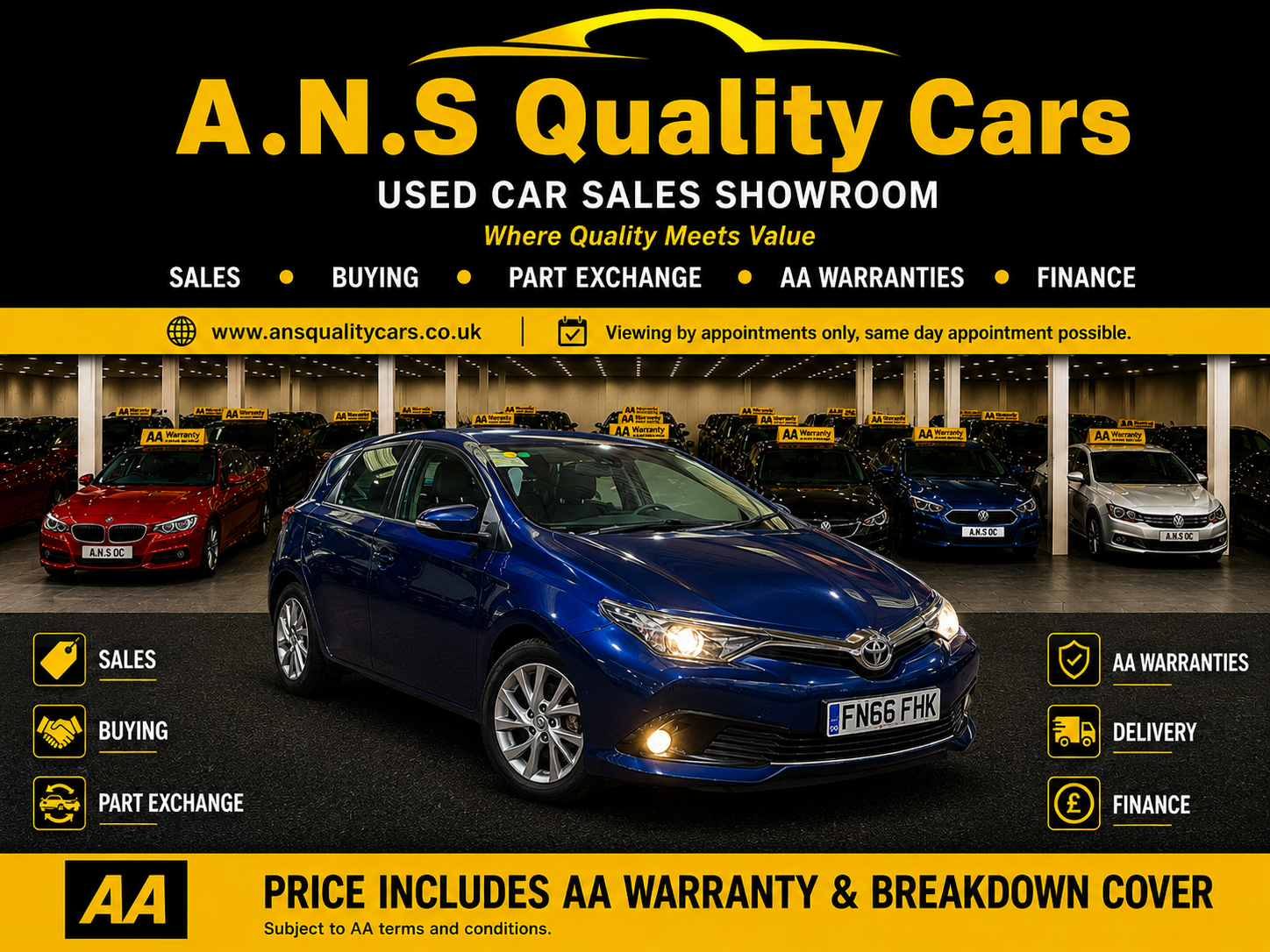 2016 Toyota Auris 1.6cc, 115K Mileage, Diesel, Manual, Blue, AA Warranty Included