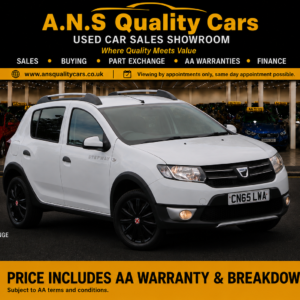 2015 Dacia Sandero Stepway 0.9cc 43K Mileage Petrol Manual White AA Warranty Included