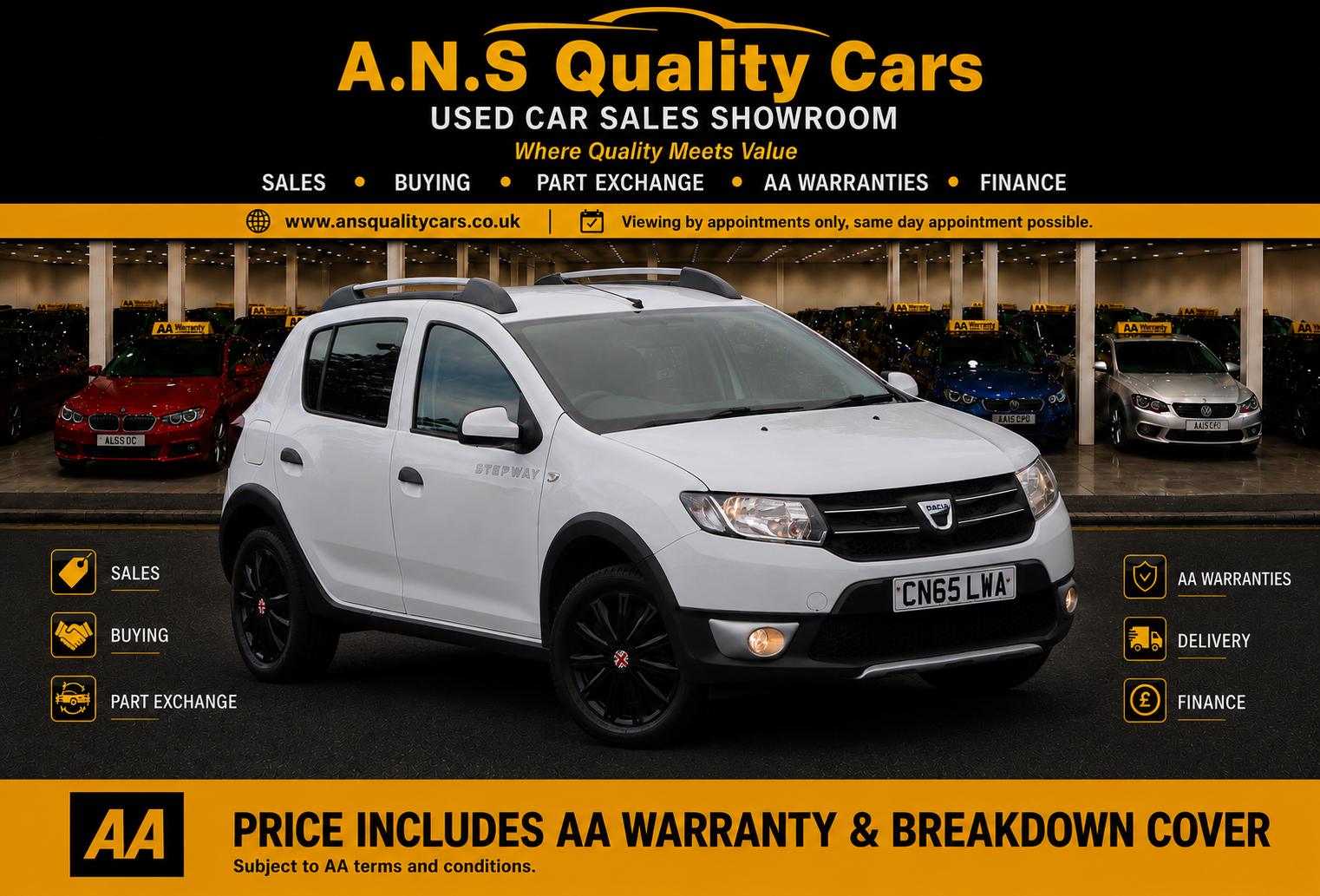 2015 Dacia Sandero Stepway 0.9cc 43K Mileage Petrol Manual White AA Warranty Included