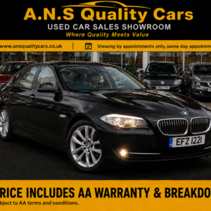 2010 BMW 5 Series 2996cc Petrol Automatic 4 Doors Black, 125k Mileage, AA Warranty Included