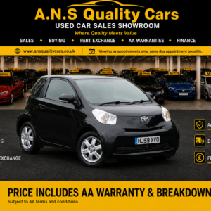 2009 Toyota IQ 998cc Petrol Automatic 3 Doors, 58k Mileage, Black, AA Warranty Included
