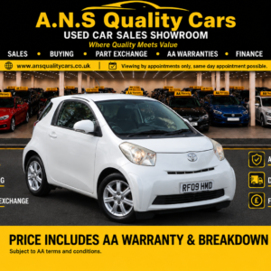 2009 Toyota IQ 998cc Petrol Automatic 3 Doors White, 59k Low Mileage, AA Warranty Included